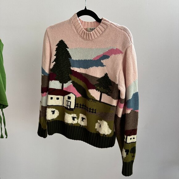 Sea New York Intarsia Sheep Sweater size Medium - Picture 3 of 4